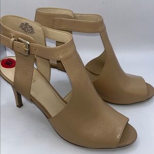 Nine West Tan Peep-Toe Heels